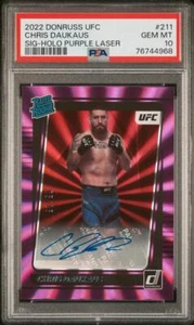 2022 Donruss UFC Holo Purple Laser CHRIS DAUKAUS SP AUTO RC! #d/15 PSA 10 GEM! - Picture 1 of 2