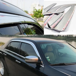 For Chrysler 300C 2011-2022 ABS Chrome Trim Window Visor Rain Guard Deflector - Picture 1 of 9