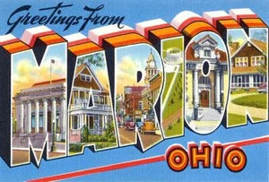 Greetings From Marion, Ohio - 1930's - Vintage Postcard Magnet - Picture 1 of 2