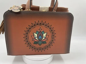 Purse Handbag Cross Body clutch hobo Genuine Leather Lotus Hand Made Artisanal - Picture 1 of 5