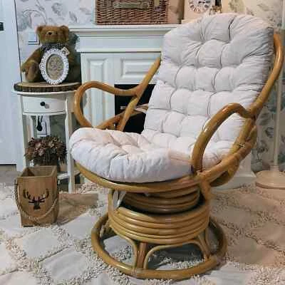 HANDMADE Rattan long chair cushion - soft seat pad with backrest swivel patio - Image 1 of 4