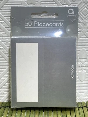 50 Tarjetas Plateadas con Fondo Blanco 1-1/2" Plegadas Amscan NUEVO Foto 1 de 3