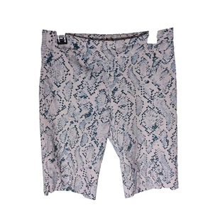 Zac & Rachel Bermuda Shorts Womens 10 P Snake Print Stretchy White Blue Pull On - Picture 1 of 10