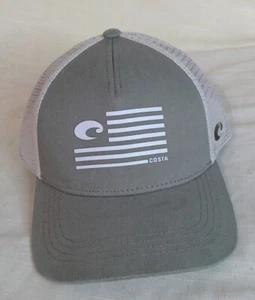 Adult Costa Del Mar American Pride Trucker Hat Moss Green Adjustable Cap Twill - Picture 1 of 5