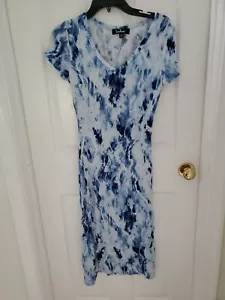 Lulus Let Me seeblaues Midi-Kleid kurzärmelig V-Ausschnitt Damengröße XS - Bild 1 von 7