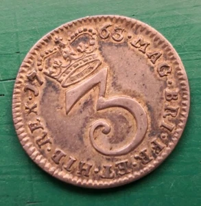1763 George III silver three pence coin #555 - Picture 1 of 2