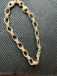 Vintage Jewel America ZRW Turkey 14k Yellow White Gold bracelet. 6.5” Chain. - Picture 1 of 5