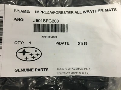 2008-2014 Subaru All Weather Rubber Floor Mats Forester Impreza J501SFG200 OEM - Image 1 of 2