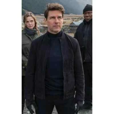 Chaqueta de cuero de gamuza negra Mission Impossible 6 Fallout Ethan Hunt Tom Cruise Foto 1 de 4