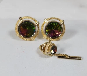 GEMELOS ENVOLVENTES DE MALLA DORADA SWANK Sandía PRISTÁMTICA ESTRÁS DE COLECCIÓN - Imagen 1 de 7