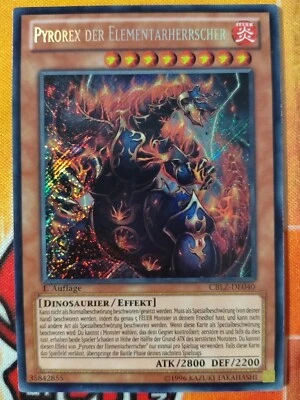 MISPRINT! PYROREX DER ELEMENTARHERRSCHER - CBLZ-DE040 Secret Rare / 1.Medraut NM - Bild 1 von 4