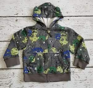 CHILDREN'S PLACE 4 Gray Full Zip Monster Sweatshirt Hoodie Halloween XS DC-TT20 - Picture 1 of 6