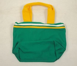 Canvas Mini Tote For Girls 100% Cotton, Kelly Green w/Gold & White Accent ~ G802 - Picture 1 of 12