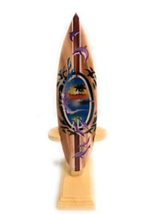 Surfboard w/ Stand Splashing Dolphins Design 6" - Trophy | #lea01d15 - Picture 1 of 1