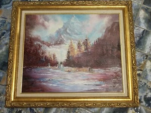 Vintage American Indian Landscape With Mountain And Teepees Signed Schultz - Picture 1 of 10