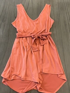Rolla Coster Womens red Sleeveless V Neck Tie Belt Elastic Waist Rompers size L - Picture 1 of 3