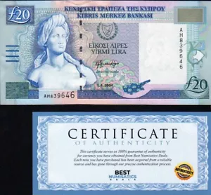 Cyprus 20 Pounds 2004 Banknote UNCIRCULATED -BEST- - Picture 1 of 1