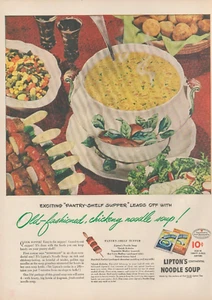 1945 Lipton's Noddle Soup Exciting Fantry Shelf Supper Leads Off Vtg Print Ad - Picture 1 of 1
