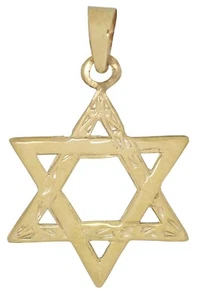 14K Gold Davidstern / Jüdischer Stern Anhänger glatt & strukturiert - 0,46g -22mm #11 - Bild 1 von 1