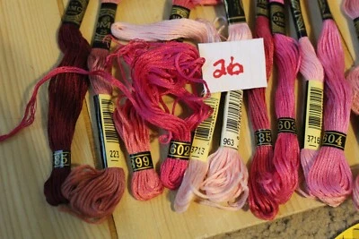 Threads for Needlepoint, Hand Embroidery 20 x DMC Cotton Floss Reds pinks  (26) - Image 1 of 4