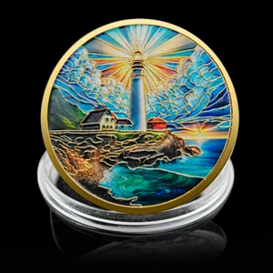 Friedens Leuchtturm Glücks Metall Gedenkmünze - Friedens Medaille - Farb-Inkjet - Zdjęcie 1 z 5