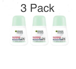 3pack GARNIER MINERAL MAGNESIUM ULTRA DRY 72H roll-on deodorant 1.69Fl.Oz /50ml - Picture 1 of 2