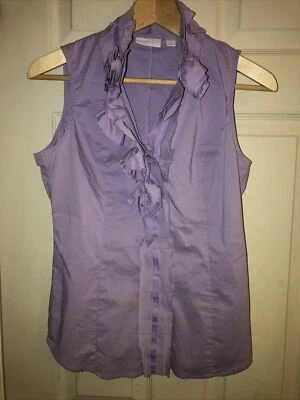 nova york & company tamanho superior XS lavanda sem mangas, detalhe roseta ajustado, botões - Imagem 1 de 4