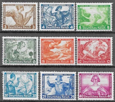 Alemania 3er Reich 1933 - Ópera de Wagner - MH Mi# 499-507 *  Foto 1 de 2