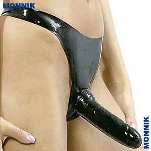 Latex Women Briefs Rubber Underwear Shorts with External 20cm Stick Fetish SM - Picture 1 of 5