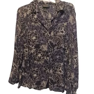 Blusa Lane Bryant para mujer 14/16 seda floral abotonada hada grunge - Imagen 1 de 9