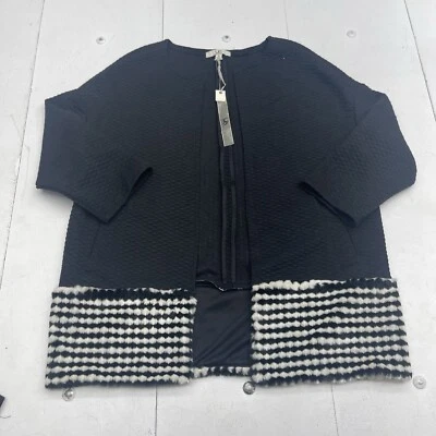 Cárdigan acolchado Ya Los Angeles negro con ribete de piel sintética para mujer talla pequeña Foto 1 de 4