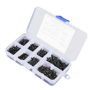 800 Stck. M2 Schwarz Kohlenstoffstahl Senkkopf Flachkopf Blechschrauben Set # - Bild 1 von 12