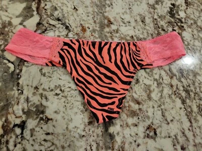 True Vintage Victoria Secret PINK Low Rise Thong Zebra Size Extra Small - Image 1 of 3