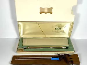 CROSS WOMANS 10k GOLD WOMAN'S GREEK KEY 0.9mm M PENCIL w/GOLD TRIM #4543 & POUCH - Picture 1 of 10