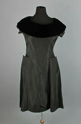 Vestido de cóctel negro de colección para mujer años 50 con cuello de terciopelo talla M/L años 50 LBD formal  Foto 1 de 4