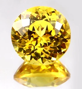 AAA+ Natural Flawless  7.85 Ct. Ceylon Yellow Sapphire Round Cut Loose Gemstone - Picture 1 of 6