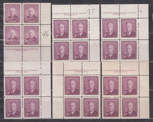 1949 #286 3¢ KING GEORGE VI WITH “POSTES-POSTAGE 6 PLATE BLOCKS #1/#13 F-VF - Picture 1 of 2