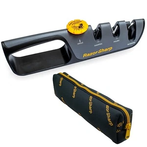 RazorSharp™ Knife Sharpener With Adjustable Angle Guide — Diamond-Coated Cera... - Picture 1 of 8