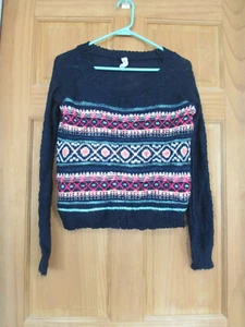 Maglione pullover donna AEROPOSTALE blu navy a righe manica lunga taglia S/P - Foto 1 di 4