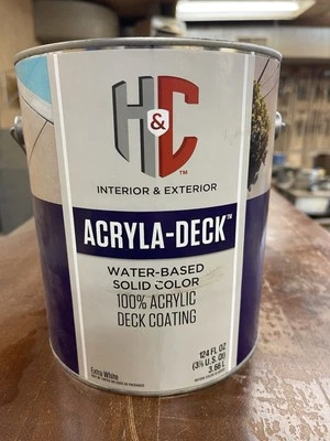H & C Acryla-Deck Solid Color Deck Coating/Stain/Paint/ Extra White/ Gallon - Image 1 of 3