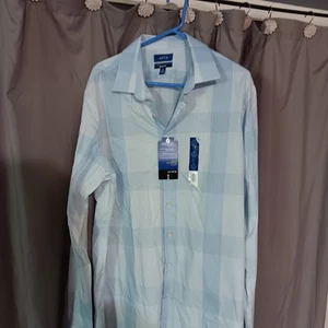 Mens Dress Button Down Shirt L/S NWT Apt9 Slim Fit Xl Blue/white - Picture 1 of 4