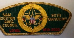 Vintage 2000 Sam Houston Loyal 90th Anniv. Pfadfinder BSA CSP Schulteraufnäher - Bild 1 von 2