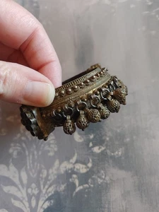 Vintage antique hinged bangle bracelet 600 silver Kuchi belly dance Rajasthani - Picture 1 of 11