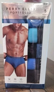 Perry Ellis Portfolio Mens 5-Pack Cotton Stretch Briefs Multicolor MEDIUM - Picture 1 of 8