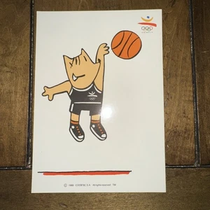 1992 Olympic games Barcelona Mascot "COBI" Playing Basketball POST CARD Nice!!!! - Picture 1 of 2