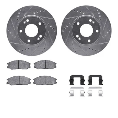 For Hyundai Santa Fe 01-05 Drilled & Slotted Front Brake Kit w 5000 Pads Foto 1 de 4
