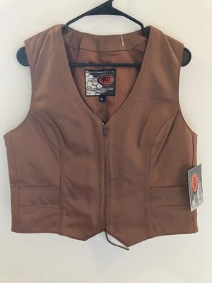 Chaleco de cuero marrón XL First Classics para hombre nuevo con etiquetas - Equipo de equitación Foto 1 de 4