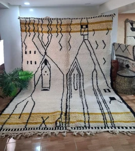 Alfombra de lana bereber marroquí Beni Ourain color diseño múltiple hecha a mano alfombra - Imagen 1 de 6