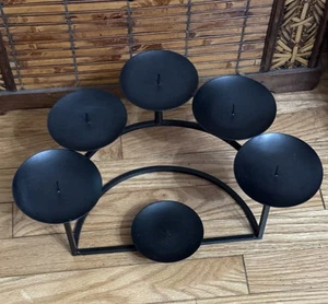 Vintage Black Metal Fireplace 6 Pillar Candle Candelabra ~ GREAT CONDITION! - Picture 1 of 4