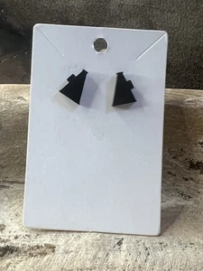 New Handmade Women’s Black Acrylic Megaphone Stud Earrings - Picture 1 of 6